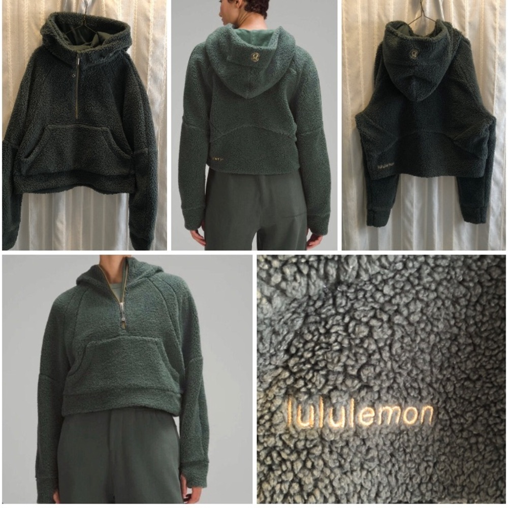 LULULEMON Scuba Oversized Half Zip Fleece Hoodie Dark Forest Gold Sherpa Lmt Ed